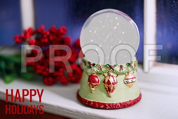Snow Globe green bells 5